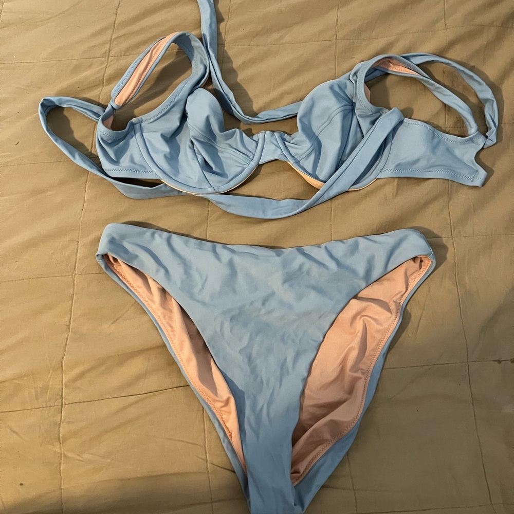 J. Crew Blue Bikini Set with Understated Elegance